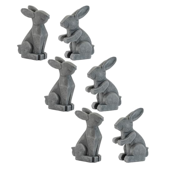 Melrose Modern Sitting Bunny Figurines Set in Gray | Michaels®